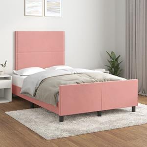 VidaXL Bedframe met hoofdeinde fluweel roze 120x200 cm