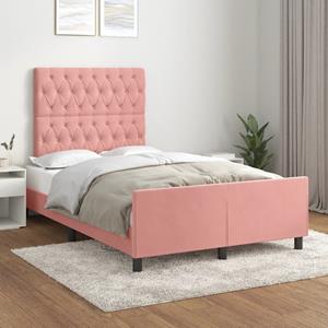 VidaXL Bedframe met hoofdeinde fluweel roze 120x200 cm