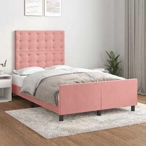 VidaXL Bedframe met hoofdeinde fluweel roze 120x200 cm