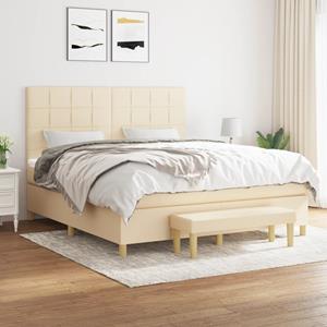 VidaXL Boxspring met matras stof crèmekleurig 160x200 cm