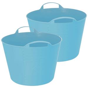 Excellent Houseware Flexibele emmer - 2x - blauw - 15 liter - kunststof - 35 x 29 cm -