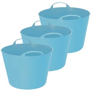 Excellent Houseware Flexibele emmer - 3x - blauw - 15 liter - kunststof - 35 x 29 cm -