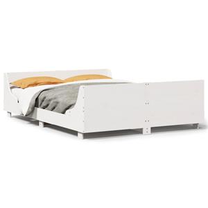 VidaXL Bedframe met hoofdbord massief grenenhout wit 160x200 cm