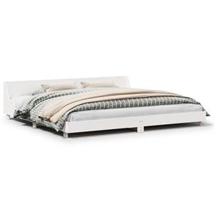 VidaXL Bedframe met hoofdbord massief grenenhout wit 180x200 cm