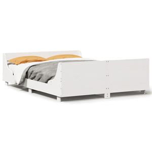 VidaXL Bedframe met hoofdbord massief grenenhout wit 120x200 cm