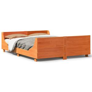 VidaXL Bedframe met hoofdbord massief grenenhout wasbruin 120x200 cm