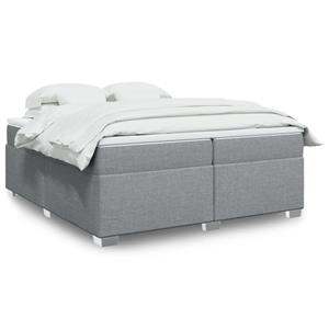 VidaXL Boxspring met matras stof lichtgrijs 200x200 cm