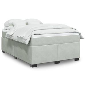 VidaXL Boxspring met matras fluweel lichtgrijs 140x200 cm