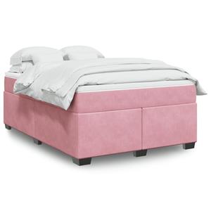 VidaXL Boxspring met matras fluweel roze 140x200 cm