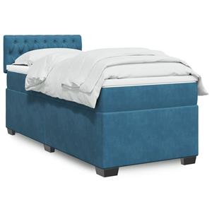 VidaXL Boxspring met matras fluweel donkerblauw 90x190 cm