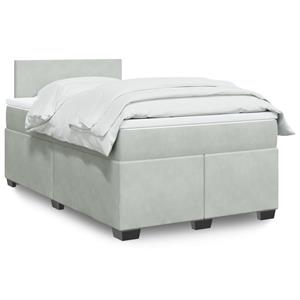 VidaXL Boxspring met matras fluweel lichtgrijs 120x190 cm