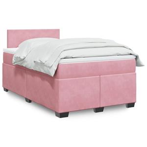 VidaXL Boxspring met matras fluweel roze 120x200 cm