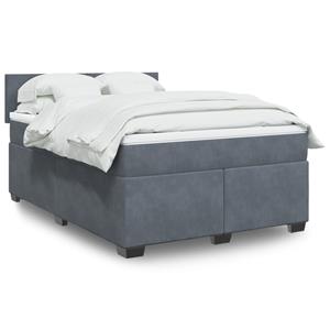 VidaXL Boxspring met matras fluweel donkergrijs 140x190 cm