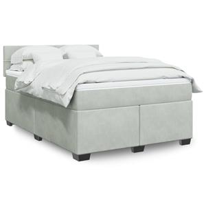 VidaXL Boxspring met matras fluweel lichtgrijs 140x190 cm