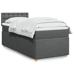 VidaXL Boxspring met matras stof donkergrijs Single