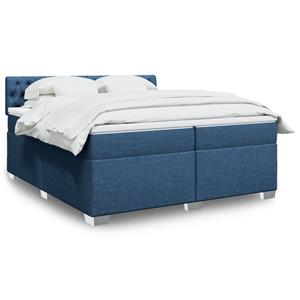 VidaXL Boxspring met matras stof blauw 200x200 cm