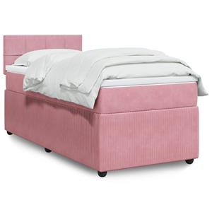 VidaXL Boxspring met matras fluweel roze 80x200 cm