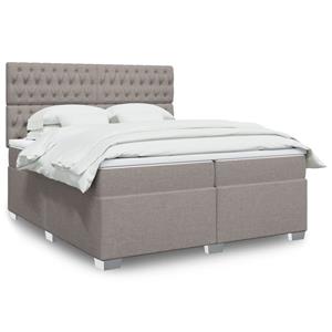 VidaXL Boxspring met matras stof taupe 200x200 cm