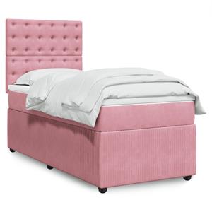 VidaXL Boxspring met matras fluweel roze 80x200 cm