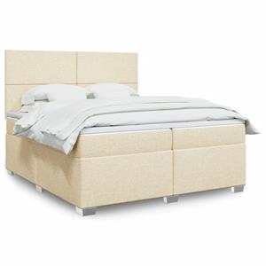 VidaXL Boxspring met matras stof crèmekleurig 200x200 cm