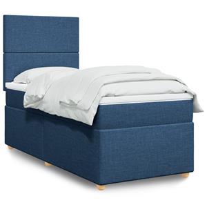 VidaXL Boxspring met matras stof blauw 80x200 cm