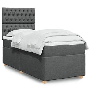 VidaXL Boxspring met matras stof donkergrijs 90x190 cm