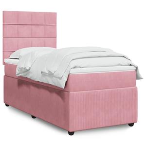 VidaXL Boxspring met matras fluweel roze 80x200 cm