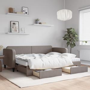 VidaXL Slaapbank met onderschuifbed en lades 80x200 cm stof taupe