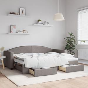 VidaXL Slaapbank met onderschuifbed en lades 80x200 cm stof taupe