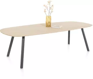 Niora eetkamertafel 210 x 110 cm - deens ovaal - metalen poot - graphite naturel