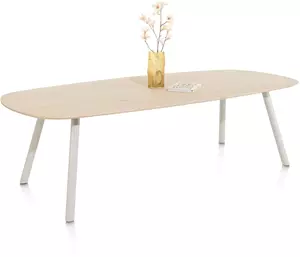 Niora eetkamertafel 210 x 110 cm - deens ovaal - metalen poot - silk grey naturel