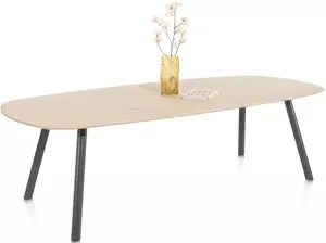 Niora eetkamertafel 270 x 120 cm - deens ovaal - metalen poot - graphite naturel