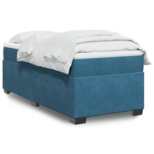 VidaXL Boxspring met matras fluweel donkerblauw 80x200 cm