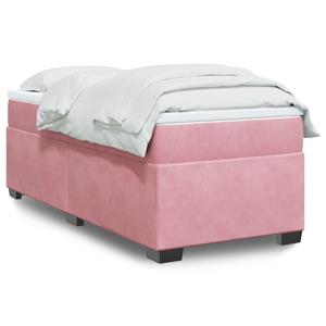 VidaXL Boxspring met matras fluweel roze 80x200 cm