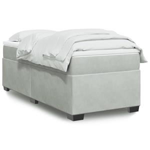 VidaXL Boxspring met matras fluweel lichtgrijs 100x200 cm