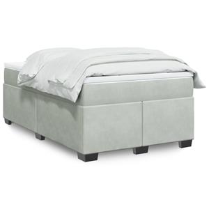 VidaXL Boxspring met matras fluweel lichtgrijs 120x190 cm