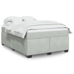 VidaXL Boxspring met matras fluweel lichtgrijs 140x190 cm