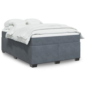 VidaXL Boxspring met matras fluweel donkergrijs 140x190 cm