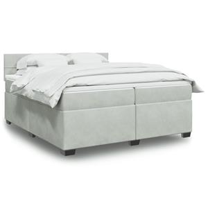 VidaXL Boxspring met matras fluweel lichtgrijs 200x200 cm