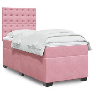 VidaXL Boxspring met matras fluweel roze 80x200 cm