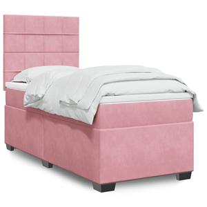 VidaXL Boxspring met matras fluweel roze 100x200 cm