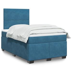 VidaXL Boxspring met matras fluweel blauw 120x190 cm