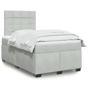 VidaXL Boxspring met matras fluweel lichtgrijs 120x200 cm