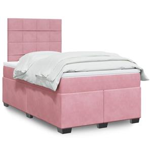 VidaXL Boxspring met matras fluweel roze 120x200 cm