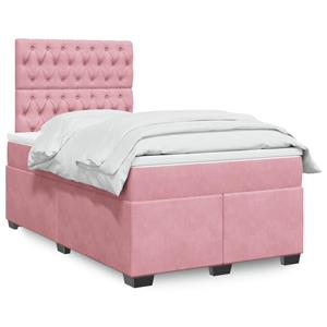 VidaXL Boxspring met matras fluweel roze 120x200 cm