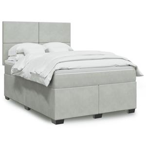 VidaXL Boxspring met matras fluweel lichtgrijs 140x190 cm