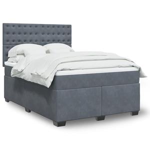 VidaXL Boxspring met matras fluweel donkergrijs 140x190 cm