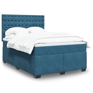 VidaXL Boxspring met matras fluweel blauw 140x190 cm