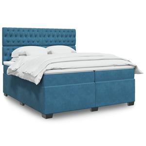 VidaXL Boxspring met matras fluweel blauw 200x200 cm