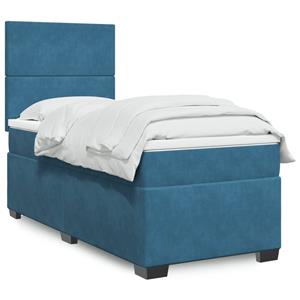 VidaXL Boxspring met matras fluweel blauw 90x190 cm